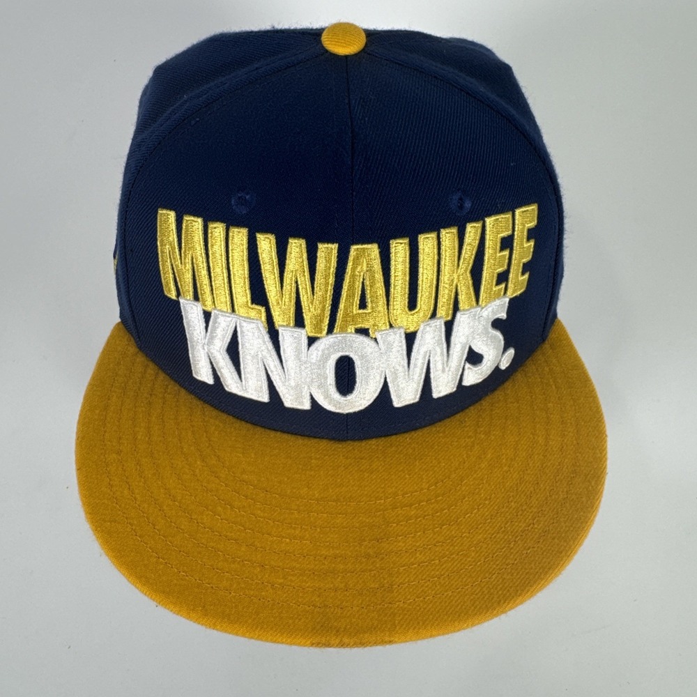 Milwaukee Brewers Nike Snapback Hat Milwaukee Knows MLB Baseball Blue Yellow